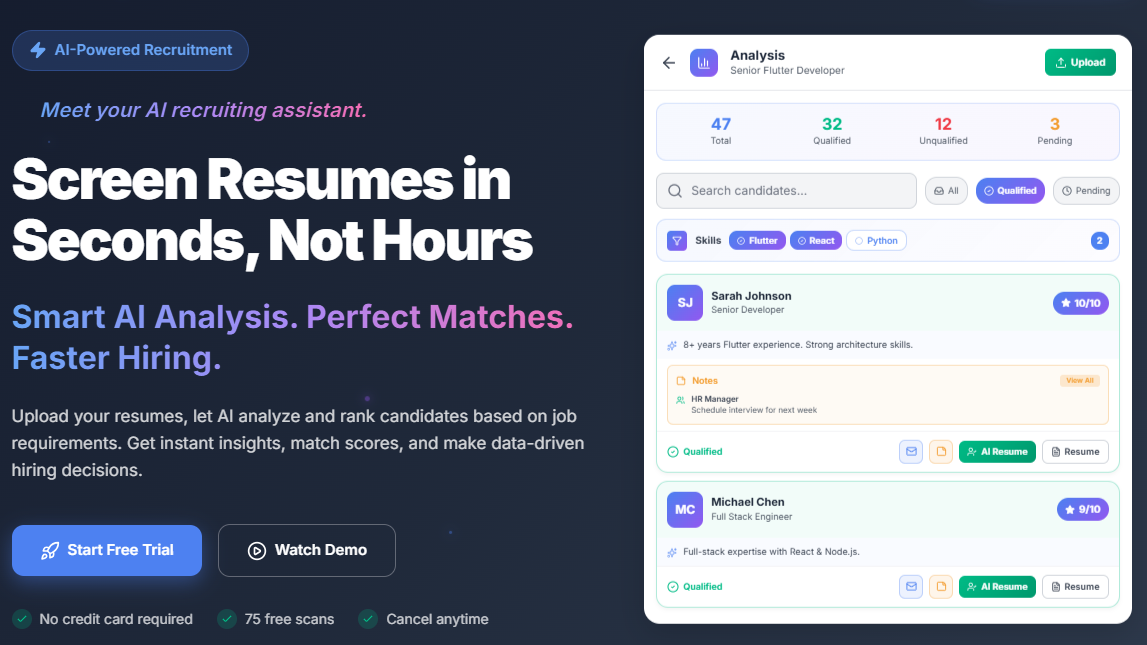 ResReader screening dashboard